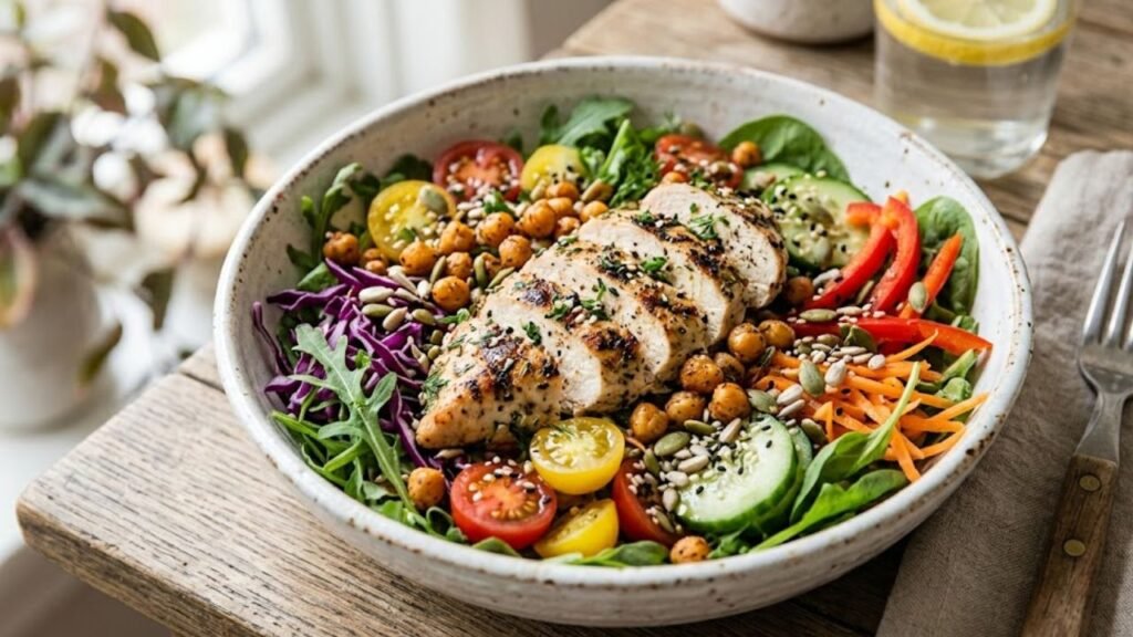 salada rica em proteínas
