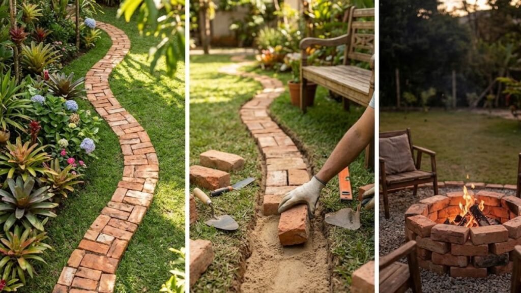 tijolos velhos no jardim