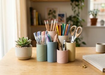 Tubos de papel higiênico viram acessório útil para organizar materiais