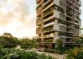 Fachadas de concreto em camadas e vegetação tropical dão forma à Torre Maya, projetada por Perkins & Will, no Brasil