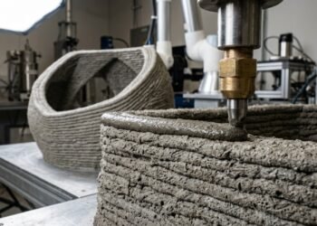 Pesquisadores da Universidade da Pensilvânia desenvolveram um concreto impresso em 3D que captura até 142% mais CO2 usando microalgas fossilizadas