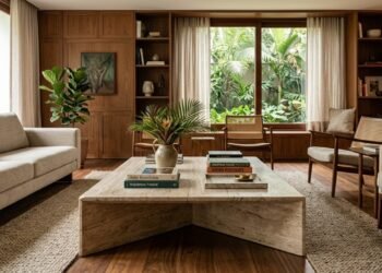Casa chique de verdade une pedra natural, madeira, design assinado e detalhes cheios de história