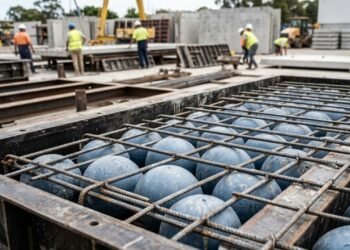 Tecnologia dinamarquesa reduz o uso de cimento em lajes de concreto com esferas de plástico reciclado; cada quilograma de plástico substitui 100 kg de cimento