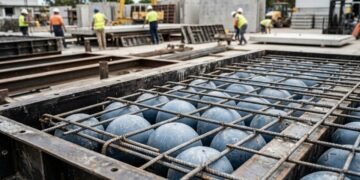 Tecnologia dinamarquesa reduz o uso de cimento em lajes de concreto com esferas de plástico reciclado; cada quilograma de plástico substitui 100 kg de cimento