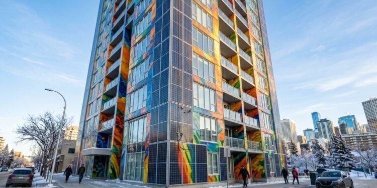 Edifício canadense instala o maior mural solar do mundo, com 3.204 m², gera 267 kW e reduz 150 toneladas de CO2 por ano