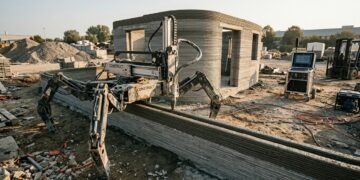 Startup australiana revela robô com pernas de aranha que promete imprimir uma casa de 200m² em um único dia, usando resíduos reciclados