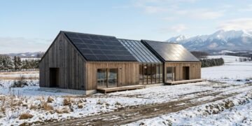 A curiosa casa japonesa em forma de celeiro que produz quase o dobro da energia que consome