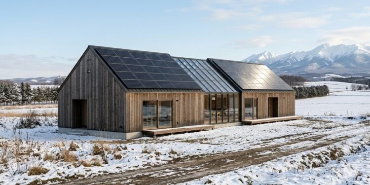 A curiosa casa japonesa em forma de celeiro que produz quase o dobro da energia que consome