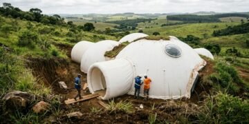Uma startup austríaca projetou uma "nova casa subterrânea inflável modular pré-fabricada", inspirada no design de habitats lunares, que não precisa de energia para aquecimento e consome praticamente nenhum material de construção