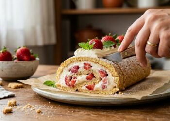 Rocambole e morango na mesma receita? Sim, essa é a receita que até iniciantes na cozinha conseguem fazer