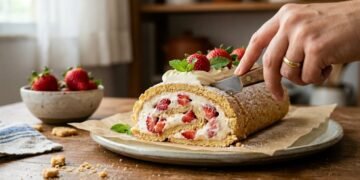 Rocambole e morango na mesma receita? Sim, essa é a receita que até iniciantes na cozinha conseguem fazer