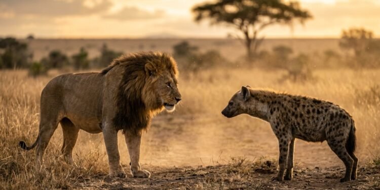 Leões vs hienas revela a guerra da savana que decide força, território e sobrevivência