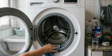 Se a máquina de lavar está com mau cheiro, veja como limpar usando apenas vinagre e água quente
