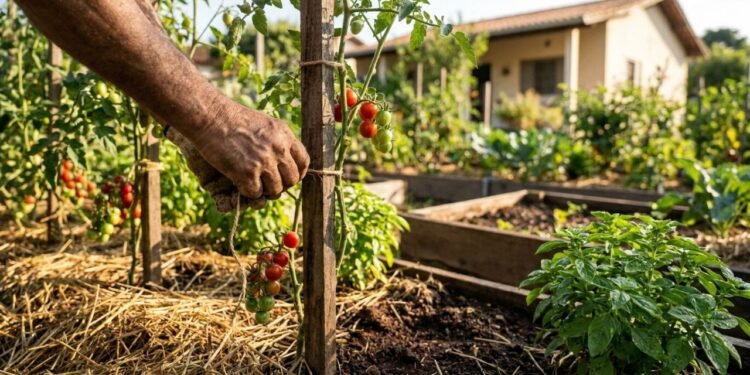 A distância perfeita entre tomateiros para colher frutos maiores e mais saborosos