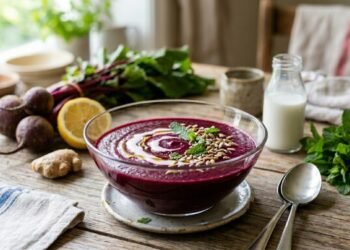 Receita de hoje: sopa fria de beterraba, leite de coco e gengibre