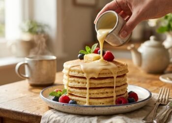 Basta adicionar leite condensado para transformar panquecas simples em uma receita leve e fofinha
