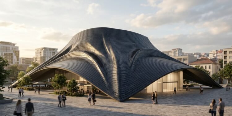 O impressionante telhado solar fotovoltaico curvo do Teatro de Ópera e Balé do Kosovo será uma referência para futuras construções sustentáveis