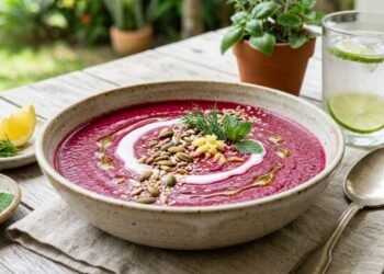 Receita de hoje: sopa fria de beterraba, leite de coco e gengibre