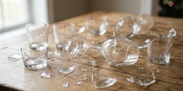 Reciclagem criativa de taças de vidro danificadas em vasos e castiçais.