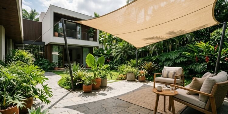 A nova tendência para áreas externas oferece mais sombra, privacidade e circulação do que um guarda-sol