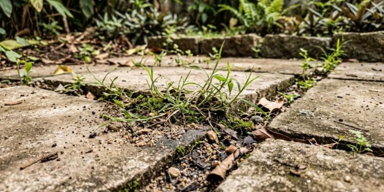 O método que ajuda a eliminar ervas daninhas entre rejuntes e manter o pátio limpo por mais tempo