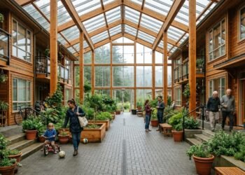 O primeiro complexo de cohousing construído no Canadá fica dentro de uma estufa gigante: mais seguro, mais acessível a pé e resistente às intempéries