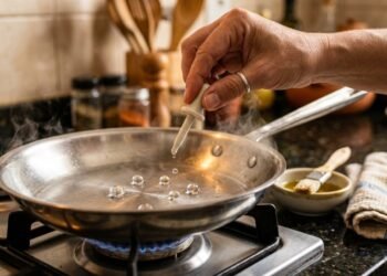 O truque da gota d’água que impede a comida de grudar na panela de inox