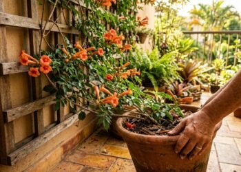 Essa planta de flores em formato de trombeta virou favorita para decorar espaços externos