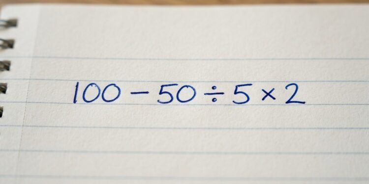 A equação 100 – 50 ÷ 5 × 2 parece fácil à primeira vista, mas poucos conseguem resolvê-la