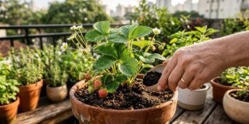 Basta um pouco desse adubo e o vaso de planta vai explodir de morangos orgânicos