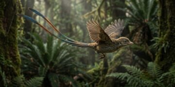 A ave pré-histórica que desafiou a evolução com uma cauda gigante e pouco prática