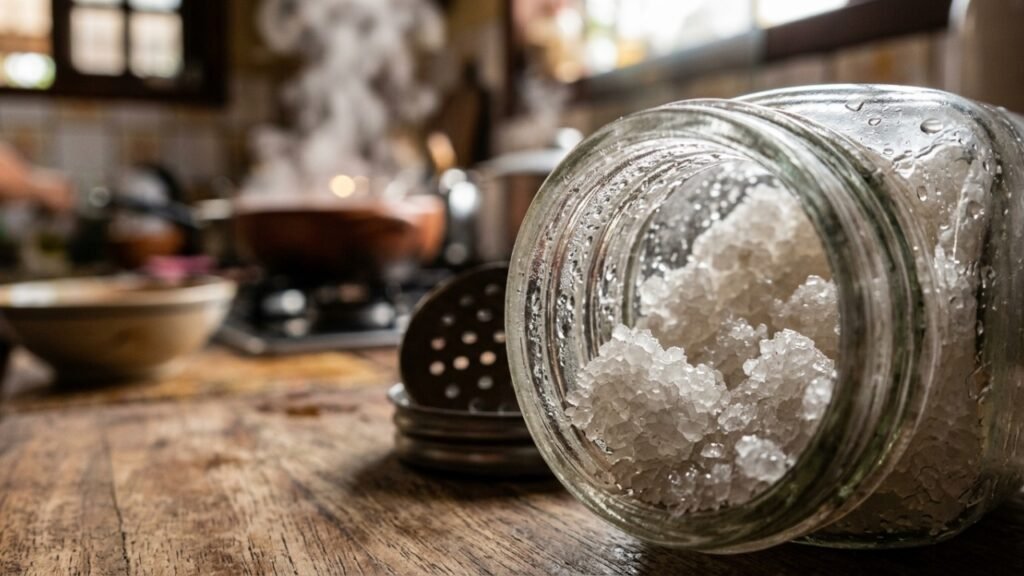O truque antigo com arroz cru que impede o sal de virar pedra e acaba com uma irritação comum na cozinha