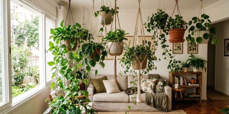 Plantas suspensas para sala que melhoram o ar e criam um ambiente mais natural e elegante no inverno