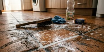 Como limpar piso encardido com mistura caseira e remover manchas dos rejuntes facilmente