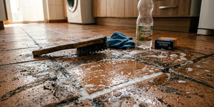 Como limpar piso encardido com mistura caseira e remover manchas dos rejuntes facilmente
