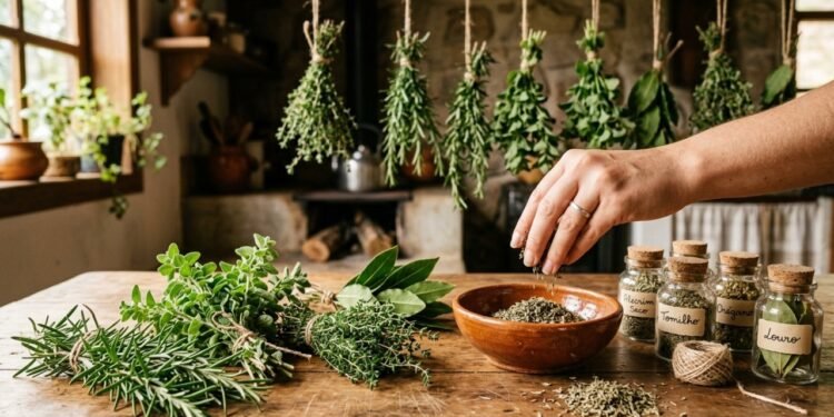 Ervas frescas não precisam morrer esquecidas: a secagem certa guarda cheiro, sabor e memória da horta
