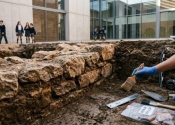 Trabalhadores encontram estrutura medieval durante obra escolar e descobrem parte da história perdida