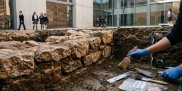 Trabalhadores encontram estrutura medieval durante obra escolar e descobrem parte da história perdida