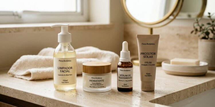 Como montar uma rotina de skincare simples e eficiente com só 4 produtos essenciais