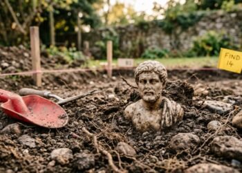 Criança encontra estátua romana de 1.700 anos escondida no quintal durante uma brincadeira