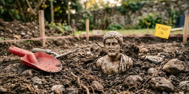 Criança encontra estátua romana de 1.700 anos escondida no quintal durante uma brincadeira