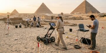Anomalia descoberta perto das pirâmides de Gizé intriga arqueólogos do mundo inteiro