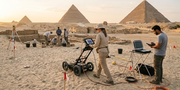 Anomalia descoberta perto das pirâmides de Gizé intriga arqueólogos do mundo inteiro