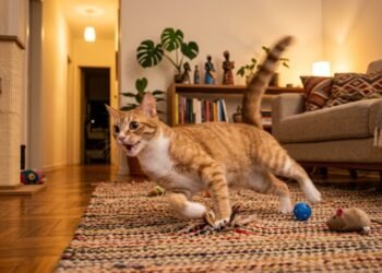 O que pode significar quando seu gato fica correndo pela casa durante a noite