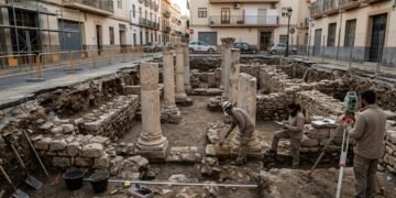 Descoberta histórica de colunas romanas e vestígios visigóticos ocultos por séculos