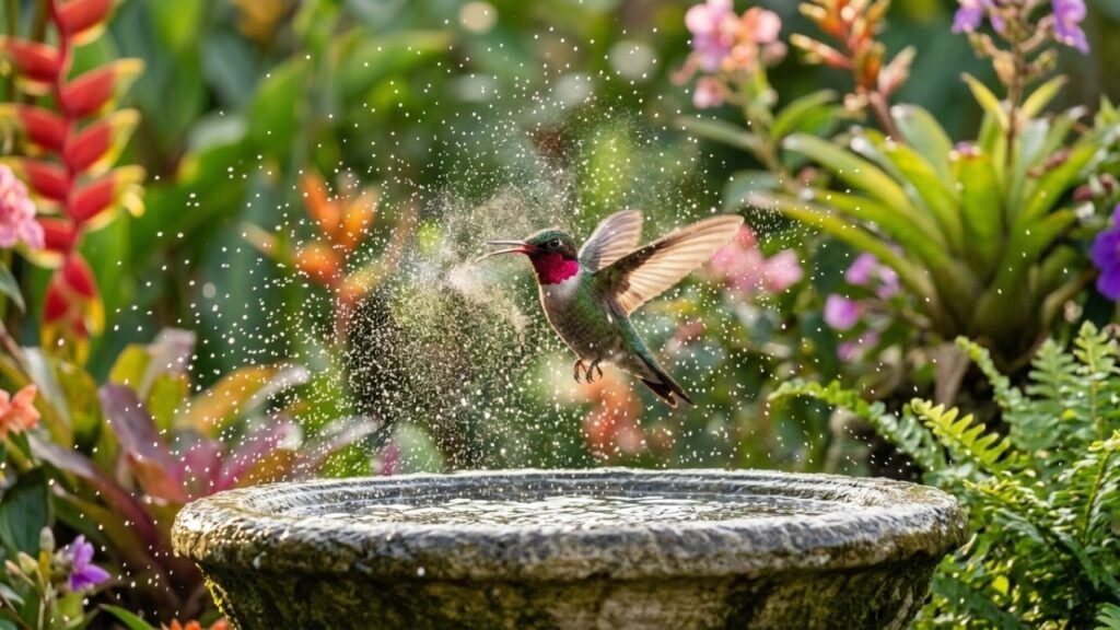 Beija-flores não querem só flores bonitas: uma névoa fina pode transformar seu jardim em refúgio no calor