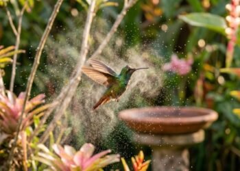 Beija-flores não querem só flores bonitas: uma névoa fina pode transformar seu jardim em refúgio no calor