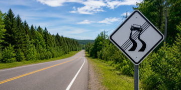 O que significa a placa com carro cercado por linhas diagonais