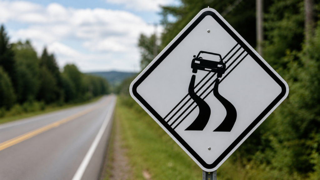 O que significa a placa com carro cercado por linhas diagonais