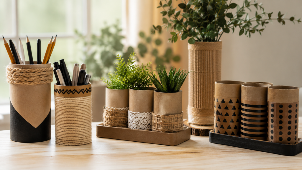 Tubos de papelão viram peças incríveis de decoração sem gastar nada